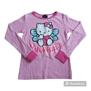 HELLO Kitty Girls Pink 100% Cotton Graphic Long Sleeved Pajama Top - Size 8Y